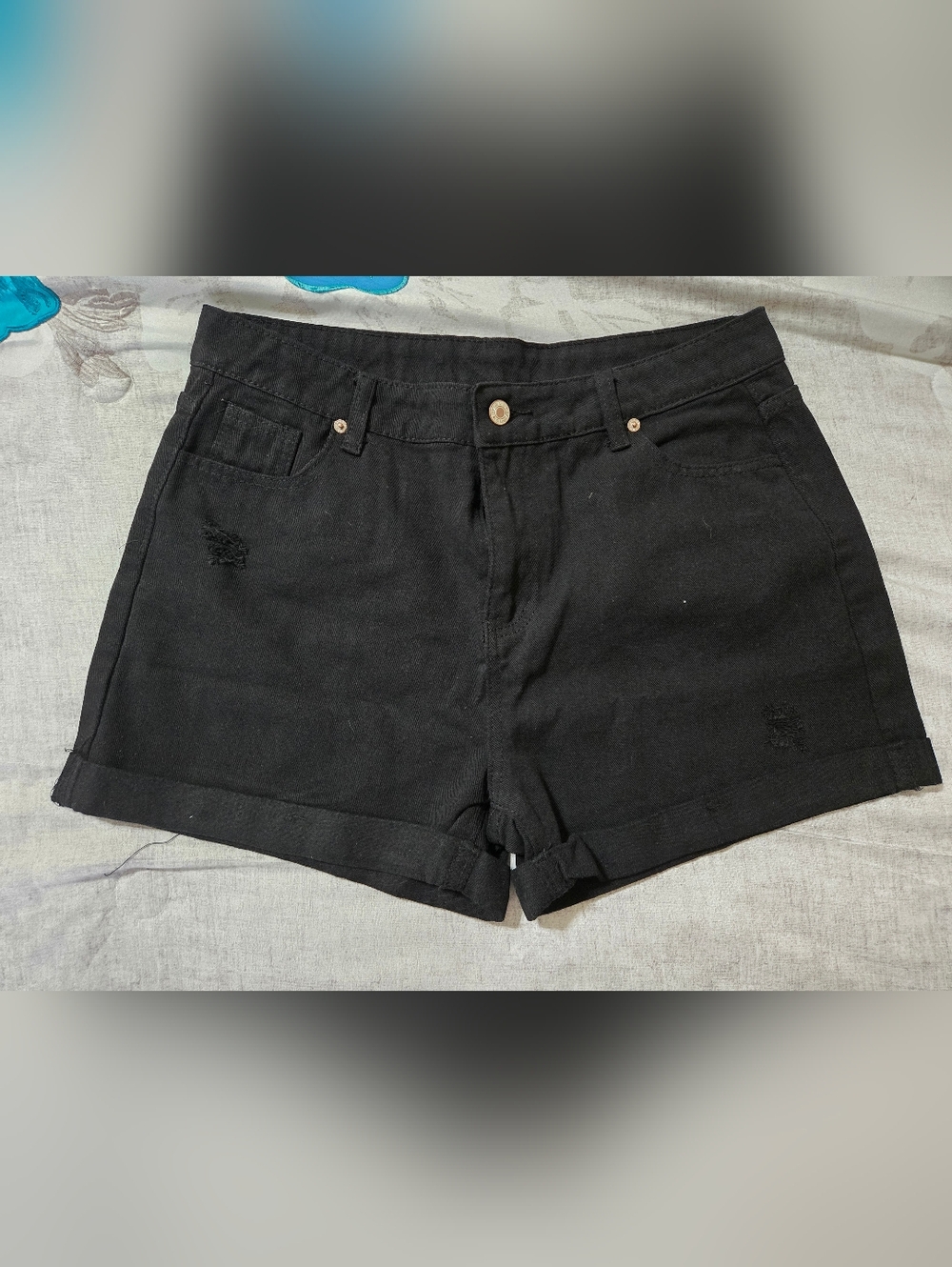 Black Women's Cuffed Denim Shorts